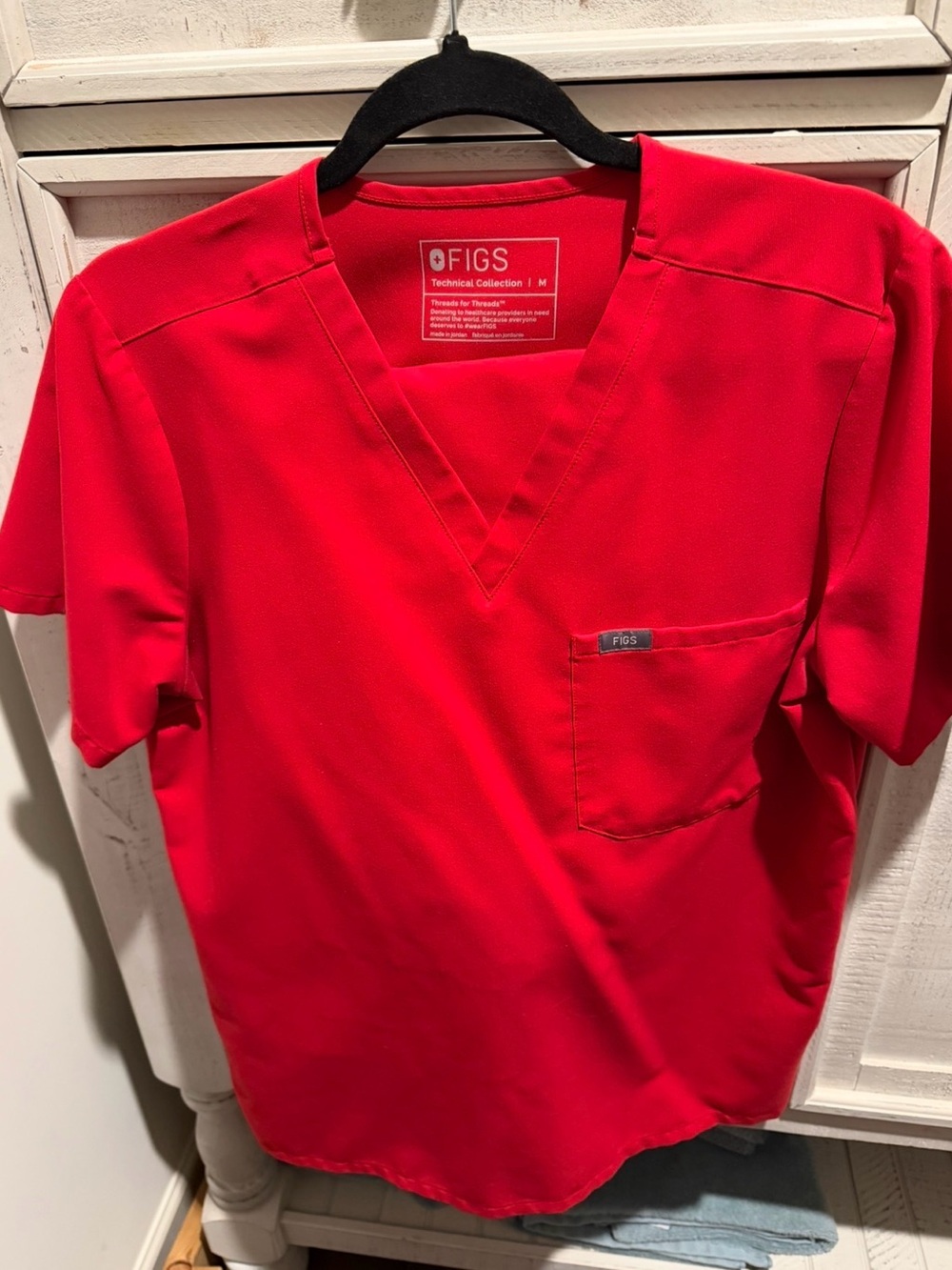 FIGS V-Neck Scrub Top - Red